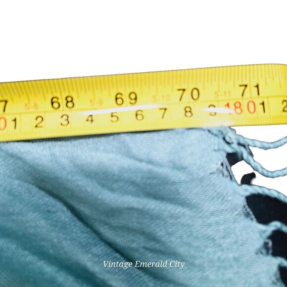 Taleen Aqua Turquoise Scarf Blue Shimer Head Wrap Pashima Stole Bohemian Hijab - Picture 6 of 8